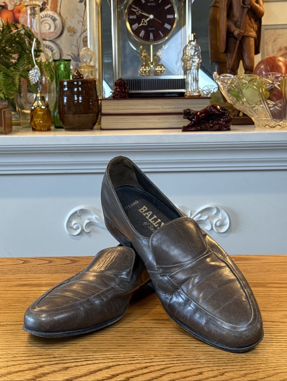 Bally Teramo Men's Size 7 M Grey Leather Slip On Loafers Made In Switzerland